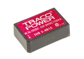Przetwornica DC-DC, 3W, Uwe 36 → 75 V DC, Uwy 24V dc, Iwy 125mA Nie, TRACOPOWER Tak