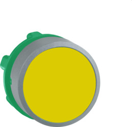 Pushbutton, unlabeled, unlit, groping, waistband round, yellow, front ring light gray, mounting Ø 22 mm, ZB5AA5C0