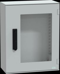 NSYPLM54TVG Polyester enclosure, H 530 x W 430 x D 200 mm, trsp. door, 3-pt