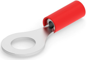 Insulated ring cable lug, 0.5-0.6 mm², AWG 20, 6.35 mm, M6, red, 2-320571-4