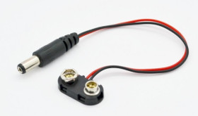 Adapter zasilający wtyk DC 2,1/5,5 / gniazdo baterii 6F22 9V