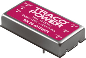 DC converter, 42-160 VDC, 20 W, 1 output, 15 VDC, 88 % efficiency, TEN 20-7213WIR