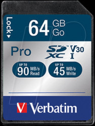 47022 SDXC-Card 64GB, Verbatim Pro - U3