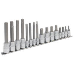 Sealey AK6219 Hex Socket Bit Set 1/4&quot; and 3/8&quot;sq Drive 16pc