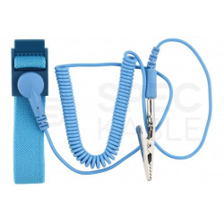 Opaska antystatyczna na rękę uziemiająca ESD klips banan + krokodylek, przewód spiralny 1,8m TALVICO ZD-152