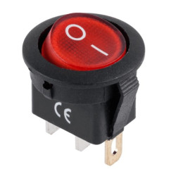 Łącznik okrągły czerwony 12V DC 16A do wbudow.podś