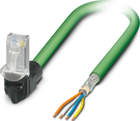 Patch cable, RJ45 plug, angled to open end, Cat 5, SF/TQ, PVC, 0.5 m, green, 1113317