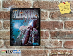 BLASTAR - Amiga Video Game Artwork on Rustic - Metal Sign