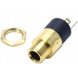 Gniazdo jack słuchawkowe 3.5mm złote przykręcane do obudowy metalowe