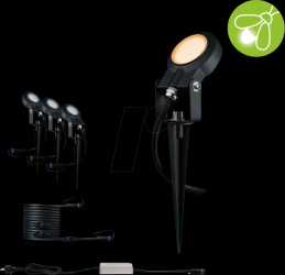 94729 Plug &amp; Shine garden spotlight, insect-friendly, 3x6.3 W, anthrac