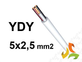 Przewód YDY żo 5x2,5 mm2 (450/750V) instalacyjny okrągły biały NYM-J (bębnowy) G-122579 TELEFONIKA
