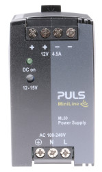 Zasilacz szyny DIN U wy 12V dc I wy 4.5A U we 100 → 240V ac PULS 54W
