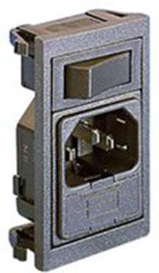 Combination element plug C14, 3 pole, snap-in, plug-in connection, black, BZV01/A0620/01