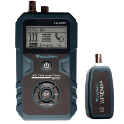 Tester kabli sieciowych RJ45 + BNC PREMIUM z pomiarem PoE i długości przewodu FORSCHER FS8109