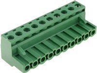 TLP-CPF10 Kostka zaciskowa, 10pin, prosta, z gniazdem raster 5,08 mm