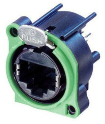 Panel socket, RJ45, 8 pole, 8P8C, Cat 5e, solder connection, PCB mounting, NE8FAV-SD