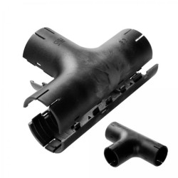 Łącznik składany kątowy LSK 20 czarny do rur sztywnych (RL i RLM) oraz karbowanych (RKGL i RKGS) AKS