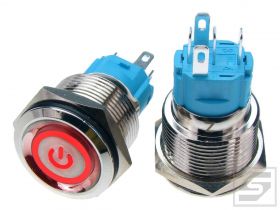 Przycisk LB19MP/LED:R 9-24VDC POWER czerwony; 19mm;monostabilny;3A/250V