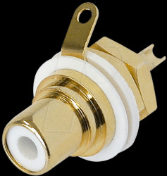 NYS367-9 RCA panel jack, gold, white colour ID ring
