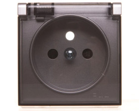 Simon 54 Pokrywa gniazda do wersji IP44 z przesłonami z klapką transparentną srebrny mat DGZ1BUZP/43A