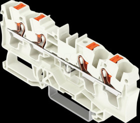 2204-1409 4-wire feed-through terminal, with pusher 4 mm², light grey