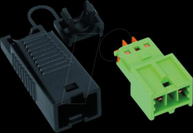 893-1012 Plug with strain relief housing, 2-pin - Code. E, green