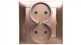 Impresja Gniazdo Podwójne B/U Z Przesłonami Złoty Metalik Gp-2Yp/28