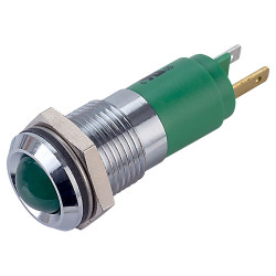 CML 19210351 M14 LED Indicator Green Prominent Satin Chrome Bezel 24VDC