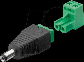76744 Terminal Block 2-pin &gt; DC male (5.50 x 2.10 mm)