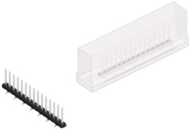 Pin header, 15 pole, pitch 2 mm, angled, black, 10063398