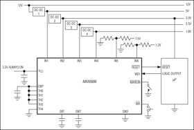 Pin-Selectable, Hex Power-Supply Supervisory Circuit