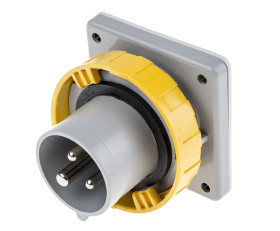 Złącze przemysłowe - zasilające 16A Wtyczka 110 V 2P + E Męski Scame Żółty Montaż na panelu IP67