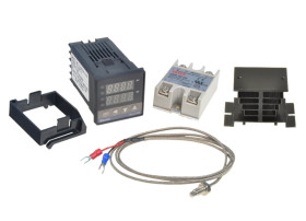 Regulator temperatury Sterownik REX C100 + SSR 40DA + termopara K + radiator aluminiowy