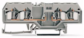 4-wire base terminal, spring-clamp connection, 0.08-4.0 mm², 2 pole, 10 A, 6 kV, gray, 281-656