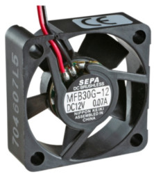 DC axial fan, 12 V, 30 x 30 x 10 mm, 7.7 m³/h, 27 dB, slide bearing, SEPA MFB30G12A