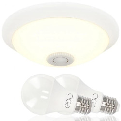 Komplet Plafon z czujnikiem ruchu 360 Biały E27 400.020.143 HOROZ + 2x żarówka 11W 1050lm 4000K