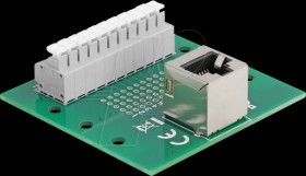 67013 RJ50 jack / terminal block, top hat rail, angled