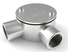 Łącznik do kanałów kablowych RS PRO 25mm Puszka kątowa Stal nierdzewna 316 IP67 Srebrny