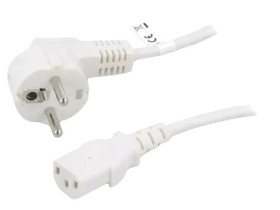 SN326-3/10/1.5WH Kabel CEE 7/7 (E/F) wtyk kątowy, IEC C13 żeński PVC 1,5m 10A