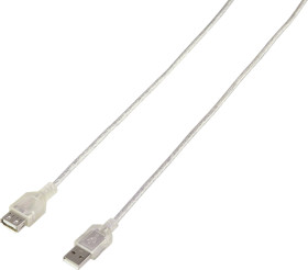 przedłużacz USB 2.0 Renkforce RF-2915241, [1x złącze męskie USB-A 2.0 - 1x złącze żeńskie USB-A 2.0], 1.80 m, przeźroczy