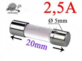 2,5A bezpiecznik ceramiczny zwłoczny; 5x20mm