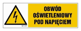 ZNAK - HB009 Obwód oświetleniowy pod napięciem 20 x 6,7 cm FN - Folia samoprzylepna