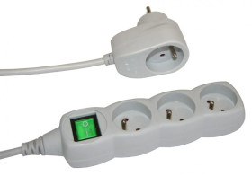 Przedłużacz 3-gniazdowy, 2m szary, międzywtyczka, z wyłącznikiem, 3x1,0mm OWY / 24215