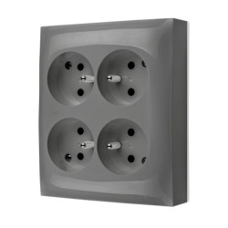 Simon Aquaclick Gniazdo IP20, 4-krotne z uziem., z przesł. torów prądowych, szybkozłącza, szary ACGZN4CZ/16