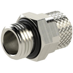 Screw-in fitting, L 33 mm, 18 bar, brass, nickel-plated, for hose, 110481