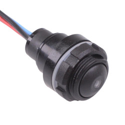 IZPR3F422L0B APEM Blue LED Black 16mm Round Momentary NO Push Button Switch Prewired IP67