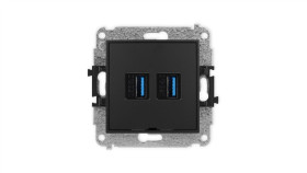 Icon Mechanizm Gniazda Podwójnego 2Xusb A-A 3.0, Bez Pola Opisowego Czarny...