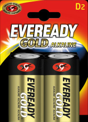 Gold, alkaline battery, D (Mono), 2-pack