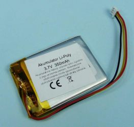 350mAh 3,7V Li-PO 3-PIN 43x30x3mm