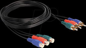 85390 Cinch RGB video cable 3 x male to 3 x female 1 m